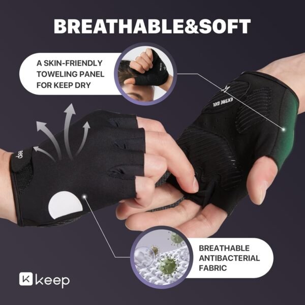 KEEP Workout Gloves for Women and Men - Weight Lifting Gloves with Silicone Grip, Exercise Gloves for Cycling, Gym Training, Fitness, Pull-up, Full Palm Protection & Breathable - Image 5