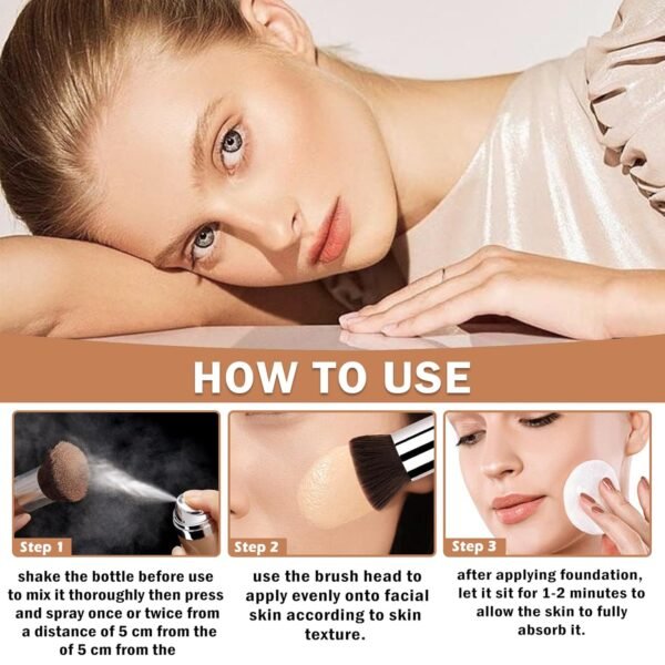 Airbrush Foundation Makeup Spray Full Coverage Foundation for Mature Skin,Long-lasting Airbrush Flawless Setting Spray,Waterproof Foundation for Smooth Radiant Skin (Natural/Warm Porcelain) - Image 7
