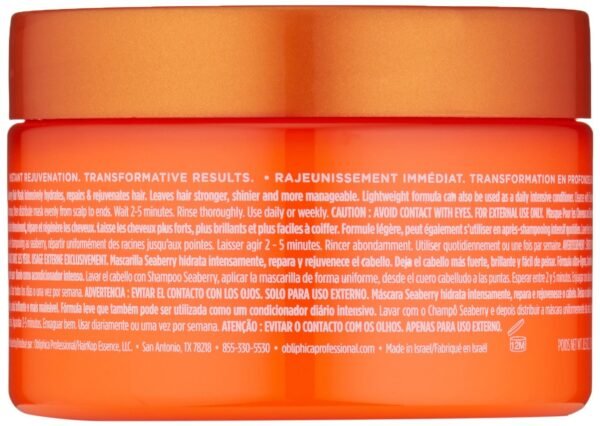 Obliphica Seaberry Hair Mask - Deep Conditioning Hydrating Treatment for Dry and Damaged Hair - Fine, Frizzy, and Color-Treated Hair - 8.5 Ounce (Pack of 1) - Image 5