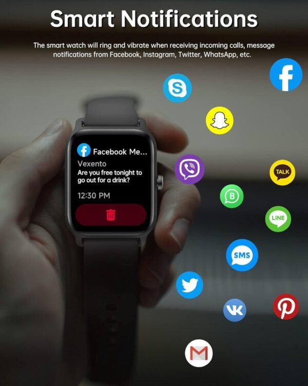 Smart Watch for Men Women (Answer/Make Call), 1.8" Touch Screen Activity Trackers for Android iPhone Compatible with Alexa Built in, Fitness Heart Rate Blood Oxygen Sleep Monitor, IP68 Waterproof - Image 7