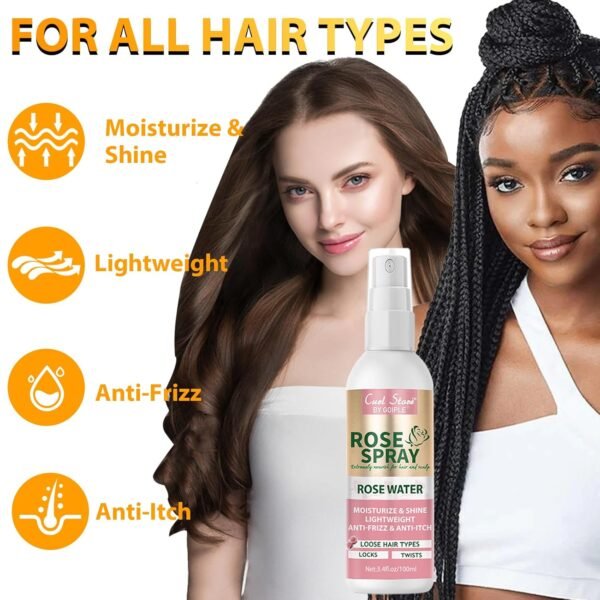 Coconut Heat Protectant Spray - Keratin Protein Hair Serum Anti Frizz Control Repair - Rose Water Moisturize Anti-Frizz Smooth Products (3PCS) - Image 7