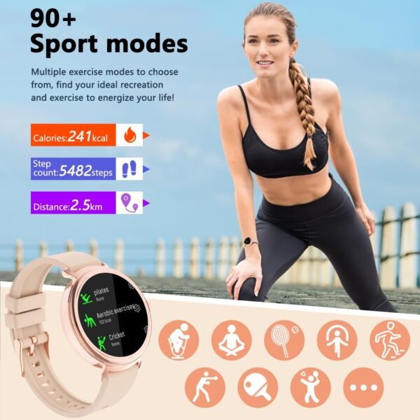 Smart Watch for Women with Answer/Make Call,1.27" HD Waterproof with DIY Faces,Fitness Tracker Smart Watch with Heart Rate,SpO2,Sleep Monitoring Compatible with iOS/Android - Image 5