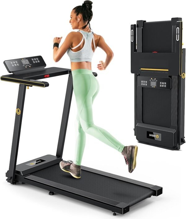 UREVO Portable Folding Treadmills for Home, Max 3.0 HP Running Walking Treadmill with 12 Pre Set Programs and Wider Tread Belt, Adjustable Display, Pause Detection - Image 2