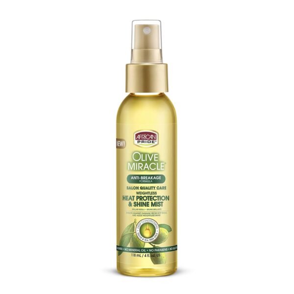 African Pride Olive Miracle Weightless Heat Protection & Hair Shine Mist, Fights Humidity & Shields Against Heat Damage, Enriched with Olive & Tea Tree Oils, 4 oz - Image 2
