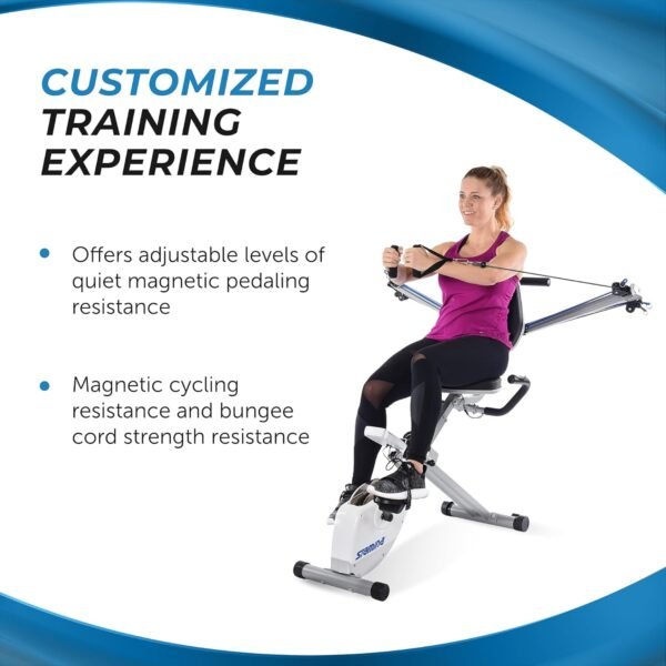 Stamina Foldable Exercise Bike and Strength System With Smart Workout App and 250 Pound Weight Capacity for Home Workout, Gray - Image 7