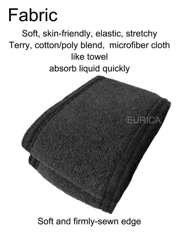 EUICAE Spa Headband 5-Pack Black Sweat Head Towel Wraps - Non-slip Stretchable, Washable for Makeup, Face Wash, Facial Treatment, Sports - Image 4