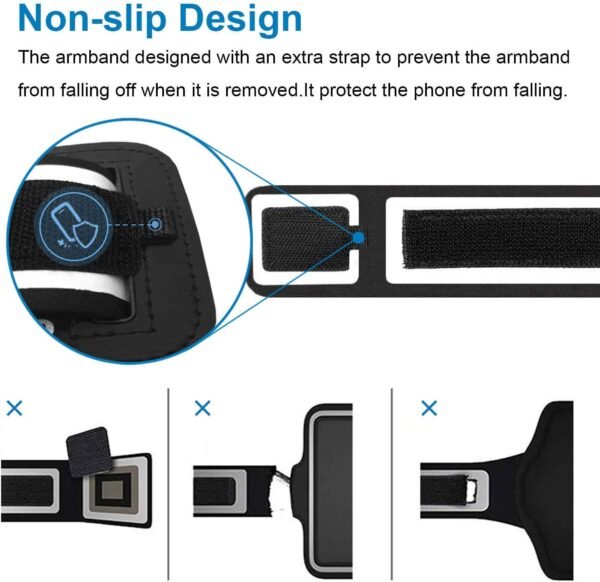 Armband for Google Pixel 9/9 Pro,8a/8, 7a/7, 6a/6, 5a/5, Gym Running Workouts Sports Phone Arm Band,with Card Holder (Black) - Image 6