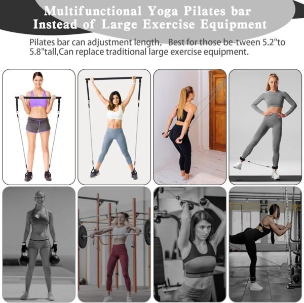Pilates Bar Kit with Resistance Bands,Pilates Bar with Stackable Bands Workout Equipment for Legs,Hip,Waist and Arm,Exercise Fitness Equipment for Women & Men Home Gym Yoga Pilates - Image 4