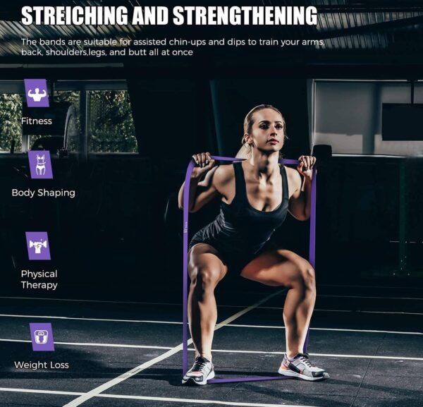 VEICK Resistance Bands for Working Out, Exercise Bands, Workout Bands, Pull Up Assistance Bands, Long Heavy Stretch Bands Set for Men and Women, Power Weight Gym at Home Fitness Equipment - Image 6