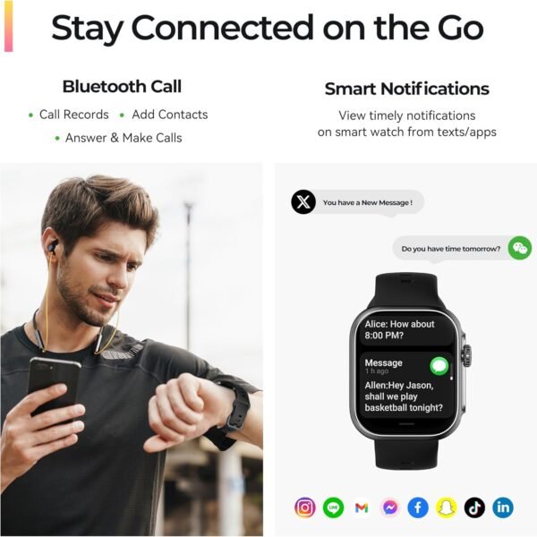 Smart Watch [GPS, Alexa Built-in], 24/7 Heart Rate Monitor with HRV, SpO2/Stress/Sleep Tracker, Calls & Messages, 3ATM Waterproof, 12-Day Battery, 100+ Sport Modes Fitness Smart Watches for Men Women - Image 3