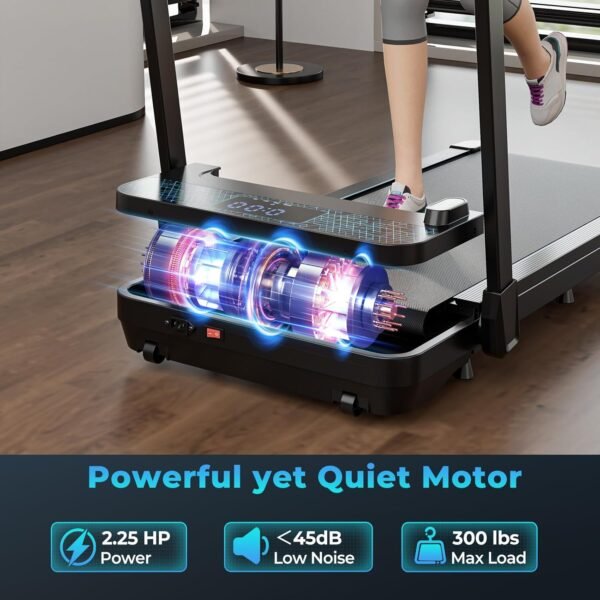 Goplus 2 in 1 Folding Treadmill, 300 LBS Capacity Walking Pad with Handle Bar, Under Desk Treadmill with Remote & APP Control and LED Display, Foldable Portable Treadmills for Home Small, Office - Image 7