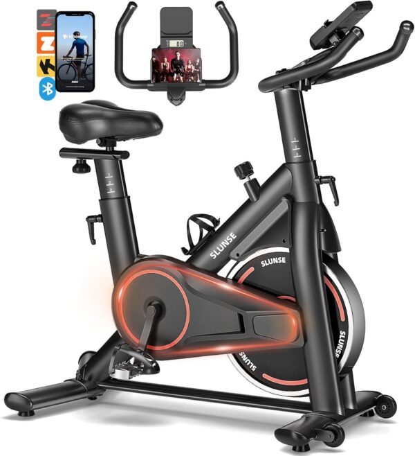 Exercise Bike, Adjustable Magnetic Resistance Brake Stationary Bikes for Home, Quiet Indoor Cycling Bike with Upgraded Seat Cushion, Digital Monitor & Phone Mount, 350lbs Weight Capacity - Image 2