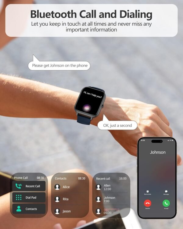 Smart Watch for Men Women, 1.83" HD Fitness Tracker with Answer/Make Calls, Heart Rate/Blood Oxygen/Sleep Monitor, Pedometer, Calories, 120+ Sports Mode, IP68 Waterproof Fitness Watch for Android iOS - Image 3