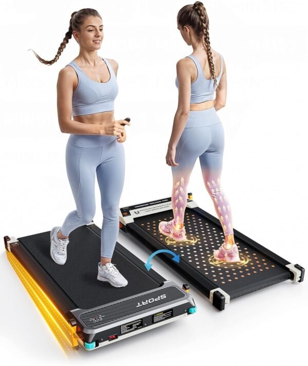 Versatile Walking Pad Treadmill with Incline - Dual-Sided Under Desk Treadmill with Foot Massage,2 in 1 Walking Treadmill for Home/Office, Portable Compact Treadmill with 330LBS Weight Capacity - Image 2