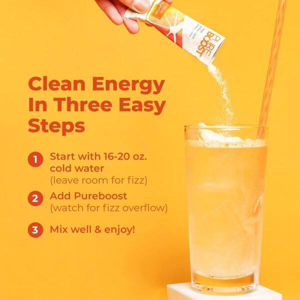 Pureboost Clean Energy Booster, Refreshing Energy Drink Mix with B12 Vitamins, Electrolytes, Antioxidants, Sugar-Free with No Sucralose (Combo Pack, 30 Count) - Image 8