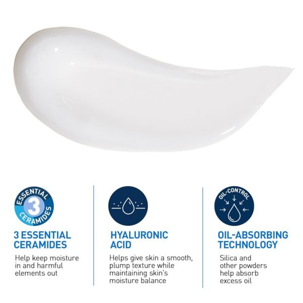 CeraVe Oil Control Moisturizing Gel-Cream, Face Moisturizer for Oily Skin, Niacinamide, Hyaluronic Acid & Oil Absorbing Technology To Rebalance Oily Skin, Non-Comedogenic, Fragrance Free & Oil-Free - Image 3
