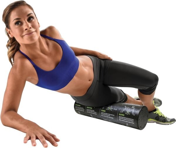GoFit Dense Foam Massage Roller - with 12 Printed Exercises, GF-GDRL,Black - Image 5