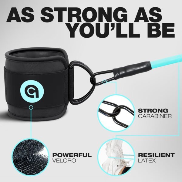ActiveGear Ankle Resistance Bands with Cuffs - Ideal for Glutes, Legs & Core Workouts, Kickback Ankle Strap Set for Home Workout Equipment & Gym Fitness for Women and Men - Image 3