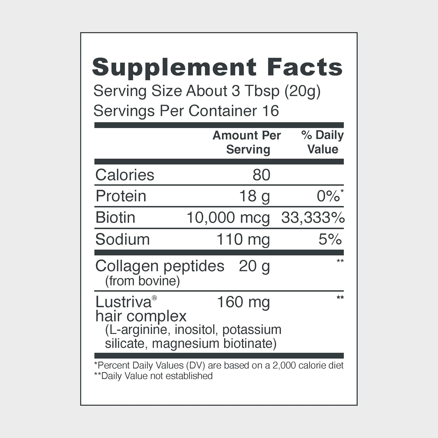 Vital Proteins Collagen Peptides + Biotin 10000mcg Hair Complex, Hair Growth Supplement - Clinically Studied Lustriva to Promote Thicker Fuller Hair, 20g Unflavored Collagen for Women 11.4oz Powder - Image 3