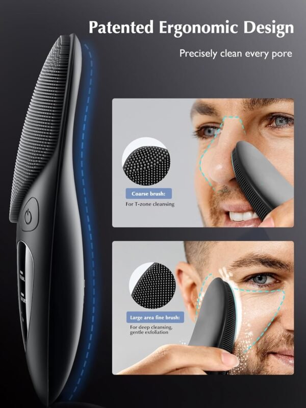 Face Scrubber Facial Cleansing Brush: COSLUS Silicone Portable Waterproof Rechargeable Face Wash Brush, 4 Cleansing Modes, Electric Face Exfoliator for Men Women Cleaning, Exfoliating, Massaging - Image 4