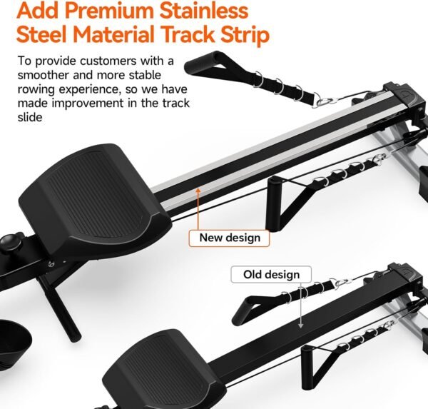 Pooboo Magnetic Rowing Machine 360 LB Weight Capacity, folding rower with Combination Strength exercise, Tablet Holder and Comfortable Seat Cushion, Rower for Home Use - Image 8