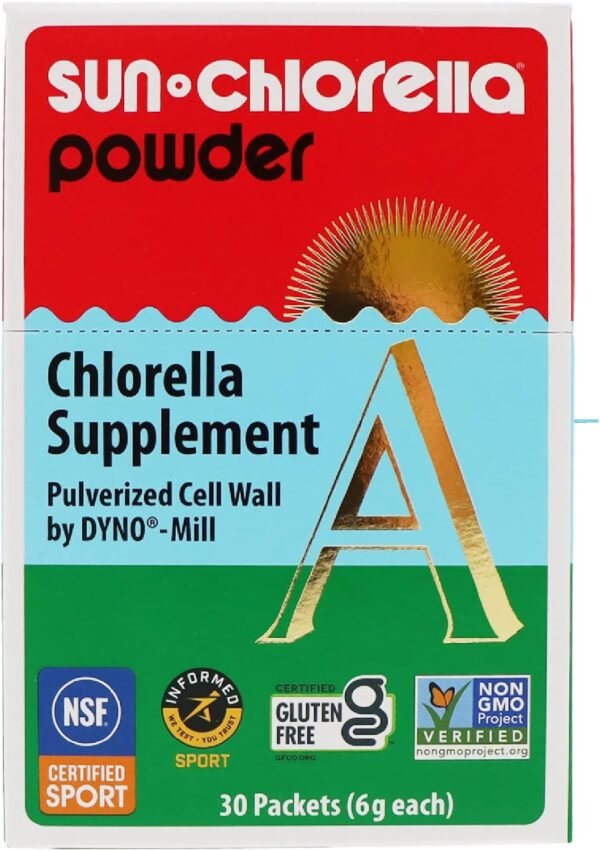 Sun Chlorella Powder Green Algae Superfood Supplement Supports Whole Body Wellness Immune Defense, Gut Health & Natural Energy Boost - Chlorophyll, B12, Protein, Non-GMO - 30 Packets - Image 2