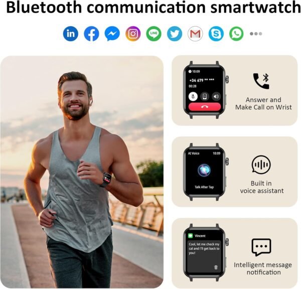 Fitness Tracker 2024 (Answer/Make Calls),Smart watch for Men Women,1.85'' Smartwatch with 24/7 Heart Rate and SpO2,SleepTracker,100+Sport,Pedometer,IP68 Waterproof Activity Trackers for Android iPhone - Image 3