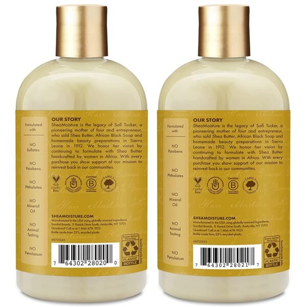 Shea Moisture Raw Shea Butter Shampoo and Conditioner Set, Deep Moisturizing with Sea Kelp & Argan Oil, Sulfate Free & Silicone Free, Curly Hair Products, Family Size, 13 Fl Oz (Pack of 2) - Image 3