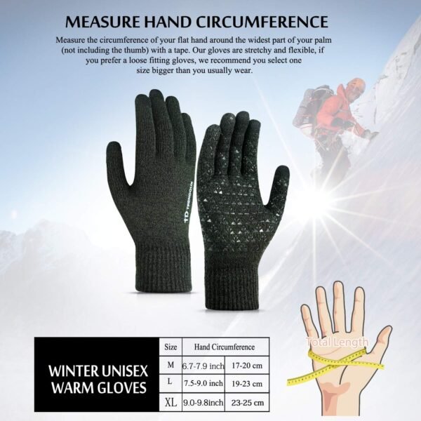 TRENDOUX Winter Gloves for Men Women - Upgraded Touch Screen Cold Weather Thermal Warm Knit Glove for Running Driving Hiking - Image 6
