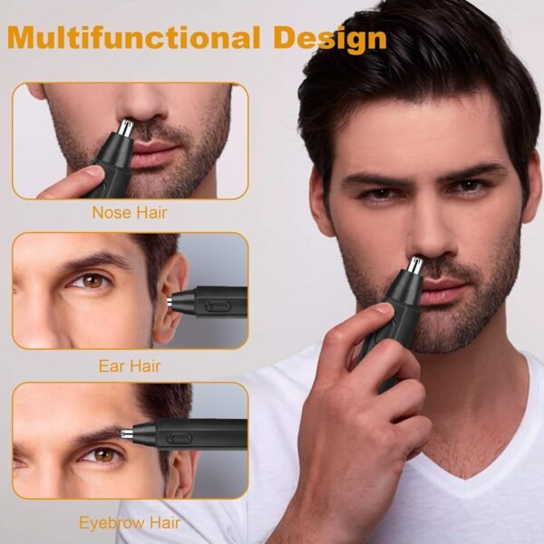 Nose Hair Trimmer for Men Women, USB Rechargeable Electric Ear Nose Hair Trimmer Clipper, Professional IPX7 Waterproof Dual Edge Blades for Easy Cleaning (Black) - Image 4