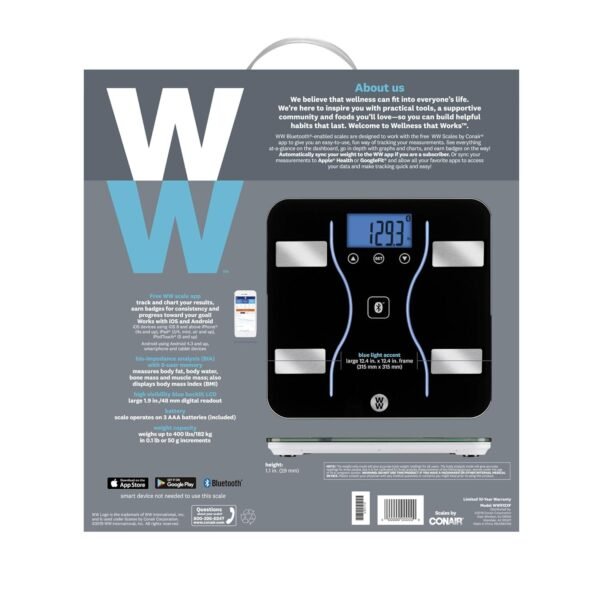 Weight Watchers Scales by Conair Bathroom Scale for Weight, Glass Digital Scale, Bluetooth Scale, BMI Scales Digital Weight and Body Fat for up to 9 Users, Measures Weight up to 400 Lbs, Black - Image 11