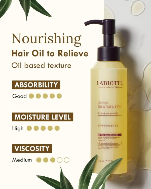 LABIOTTE Silk Oil Hair Treatment for Repair, Frizz Control & Shine - With Jojoba Oil for Dry, Damaged Hair Growth - 5.07 Fl Oz - Image 4