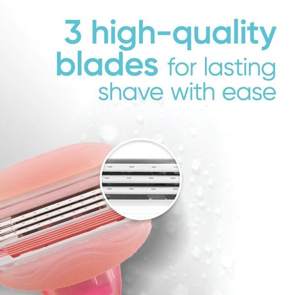 Gillette Venus ComfortGlide White Tea Women's Razor, Pivoting Head, Gel Bar, No Shave Cream Required, 3 Bladed for Smooth Shave, 1 Handle + 4 Blade Refills - Image 5
