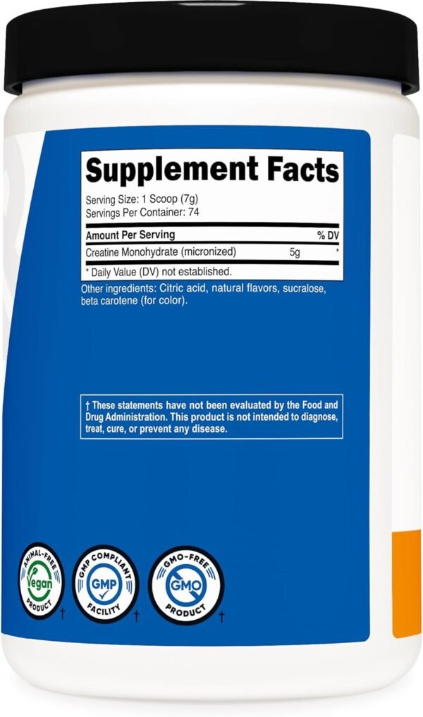 Nutricost Creatine Monohydrate Powder (Mandarin Orange, 500 Gram) - Micronized Creatine Supplement - Vegan, Non-GMO, Gluten Free - Image 6