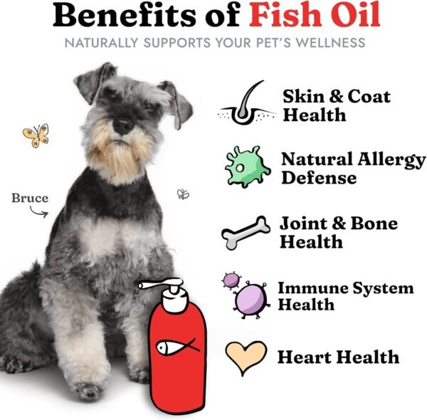Fish Oil for Dogs - Healthy Skin & Coat, Salmon, Pollock, All Natural Supplement for Pets, Itching Scratching Allergy & Inflammation Defense, Omega 3 EPA DHA, Brain & Heart Health, 64 oz - Image 3