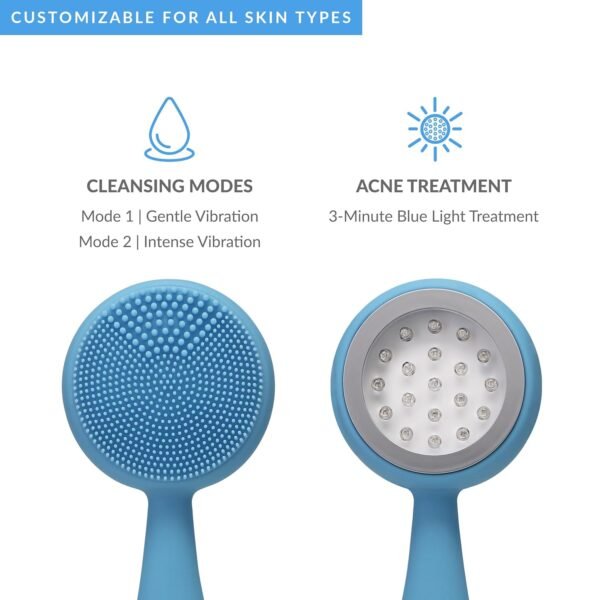 PMD Clean Acne - Smart Facial Cleansing Device with Silicone Brush & Acne-Fighting Blue Light Treatment - Waterproof - SonicGlow Vibration Technology - Eliminate Mild To Moderate Acne - Image 11