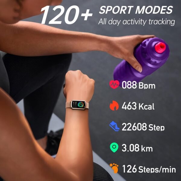Health Fitness Tracker with 24/7 Heart Rate and Blood Pressure, Smart Watch with Blood Oxygen Monitor, 120+ Sport Mode, Sleep Tracking Waterproof Activity Tracker, Step Counter for Women Men - Image 5