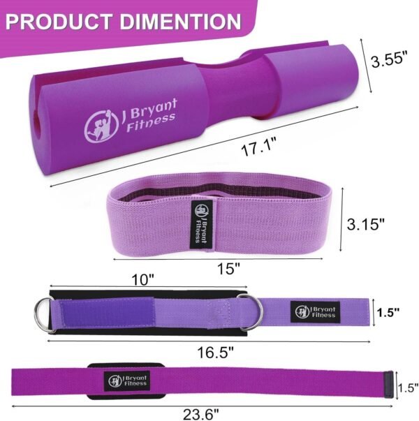 J Bryant Barbell Pad Set with 2 Ankle Straps for Cable Machines Hip Resistance Band Weight Lifting Straps Thick Cushion Hip-Thrusts Pad with Carry Bag for Squats Bench Press Workout - Image 3