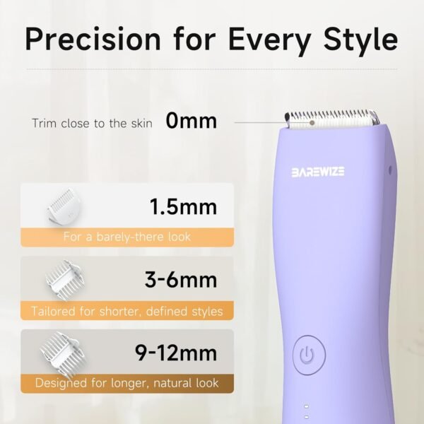 Bikini Trimmer for Women, Legs & Pubic Hair Trimmer for Women | Waterproof, Type-C Rechargeable, LED Light, Replaceable Blade, Electric Razors for Women, Womens Body Shaver (Lilac Purple) - Image 7