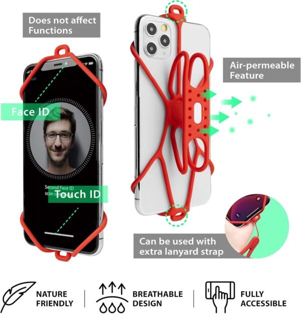 BONE Run Tie Handheld 1, Handheld Running Phone Holder with Wrist Lanyard, Skin-Friendly Silicone Hand Strap for Workout, Universal Sport Phone Carrier Compatible with Most Smartphone (Red) - Image 5