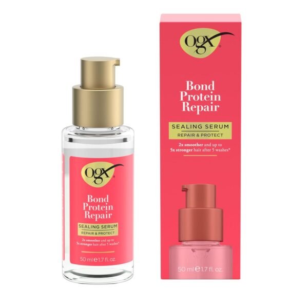 OGX Repair & Protect Bond Protein Repair Sealing Hair Serum, Sealing Hair Serum Helps Revitalize Damaged Hair for Softer, Smoother, & Stronger Hair, 1.7 fl. oz - Image 2
