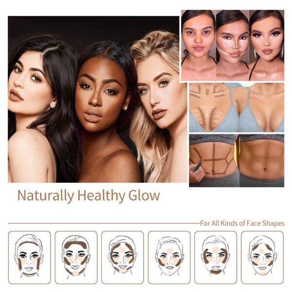 evpct 2In1 Face Cream Contour Stick Makeup Highlighter Highlight Brown Creme Cheek Contour Sticks contorno en crema Bronzer Bronzing Foundation Stick Kit Illuminator Long Lasting,03 Blonde & Coffee - Image 6