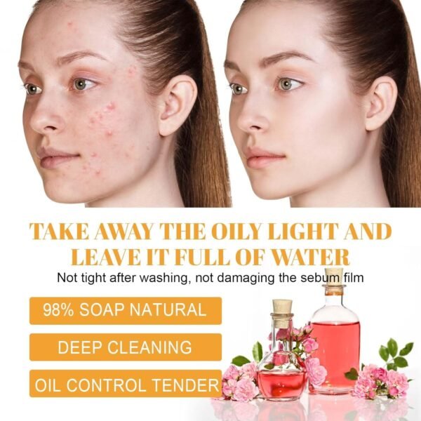 2 Pcs Turmeric Facial Cleanser, Glow Wash Turmeric Face Wash With Brush, Deep Cleansing Exfoliating for Women All Skin. - Image 8