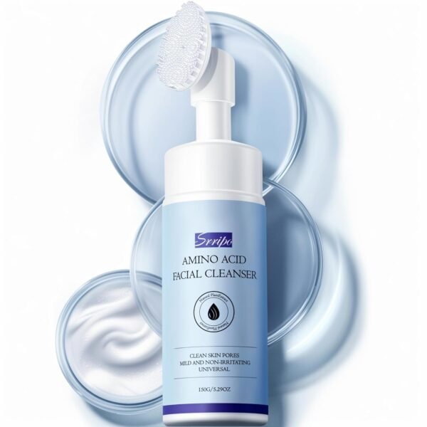 Gentle Foaming Face Wash, Deep Cleansing Facial Cleanser with Brush Moisturizing & Non-Irritating Face Cleanser for Sensitive Dry All Skin, PH Balancing Oil Control Pore Cleaner for Fresh(Blue) - Image 2
