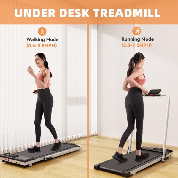 DeerRun 3 in 1 Walking Pad Treadmill, 300 Weight Capacity Foldable Treadmill, 3.0HP Low Noise Under Desk Treadmills for Home Office with Remote & APP - Image 5