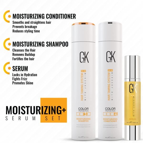 GK HAIR Hydrating Moisturizing Shampoo and Conditioner Set (10.1 Fl Oz) Global Keratin Anti Frizz Serum Dry Damaged Repair Argan Oil (1.69 Fl Oz) All Hair Types Sulfate Paraben Free Unisex - Image 5