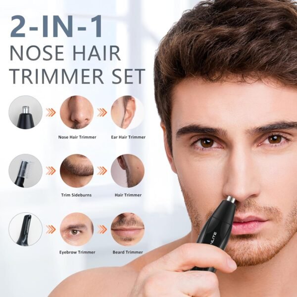 Nose Hair Trimmer for Men Women, Multi Functional Men's Beauty Set, Eyebrow, Nose Ear Trimmer, Detachable Head for Water Washing, USB-C Type Fast Charging (Grey) - Image 5