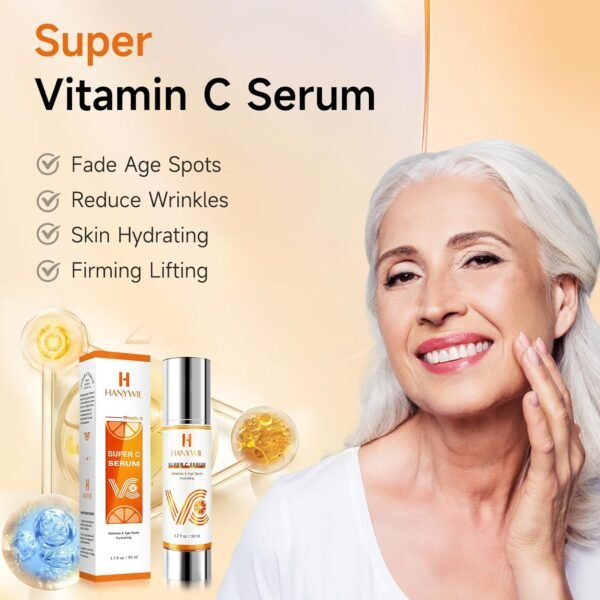 Super Vitamin C Serum for Women over 70, Vitamin C Serum for Face, Dark Spot Remover for Face, Hyaluronic Acid Skin Care, Targets Age Spots, Hydrates and Wrinkle Reduction 1.7fl oz - Image 3