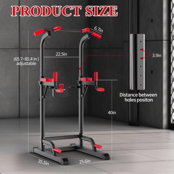 Power Tower Dip Station, Pull Up Bar Station & Multi-Function Gym Equipment For Home Strength Training Adujustable Height Up to 85.5",Load 350LBS - Image 8