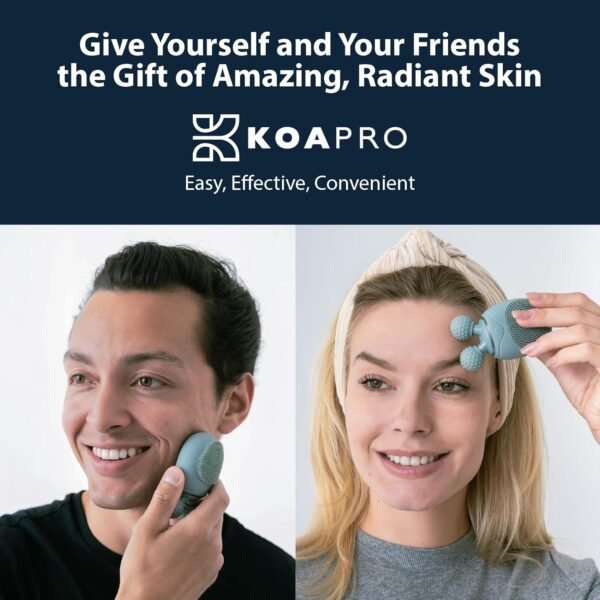 KOAPro Facial Cleansing Brush Exfoliating Face Scrubber for Women and Men, Waterproof Face Brush Cleanser, 3-in-1 Rechargeable Electric Facial Massager Tool, Reusable Sonic Silicone Scrubber - Image 8